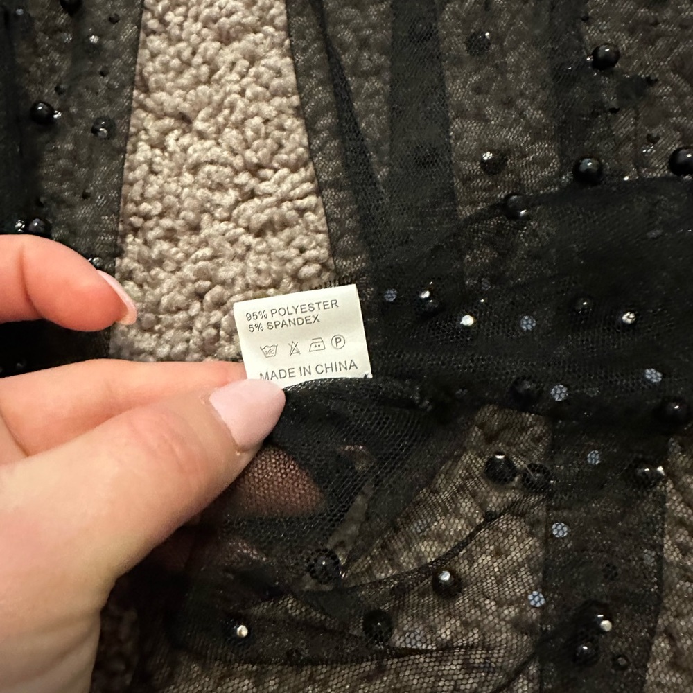 FREE w purchase | Elegant Black Sheer Beaded Women's Top - Picture 4 of 4